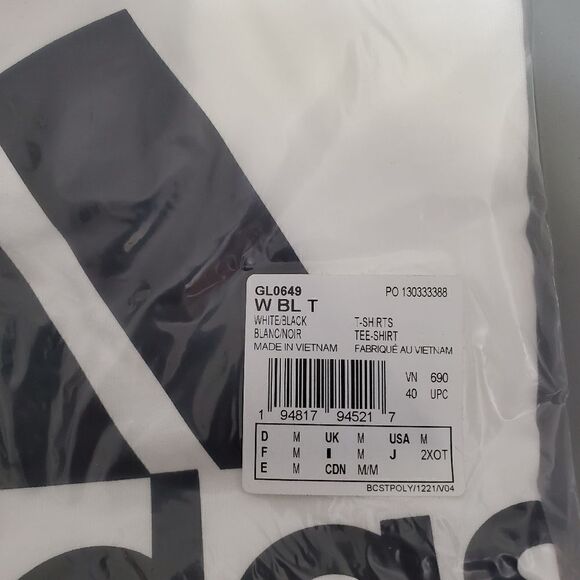 Adidas Womens Sz Medium White T-Shirt Essentials Logo NWT GL0649 - Picture 3 of 8